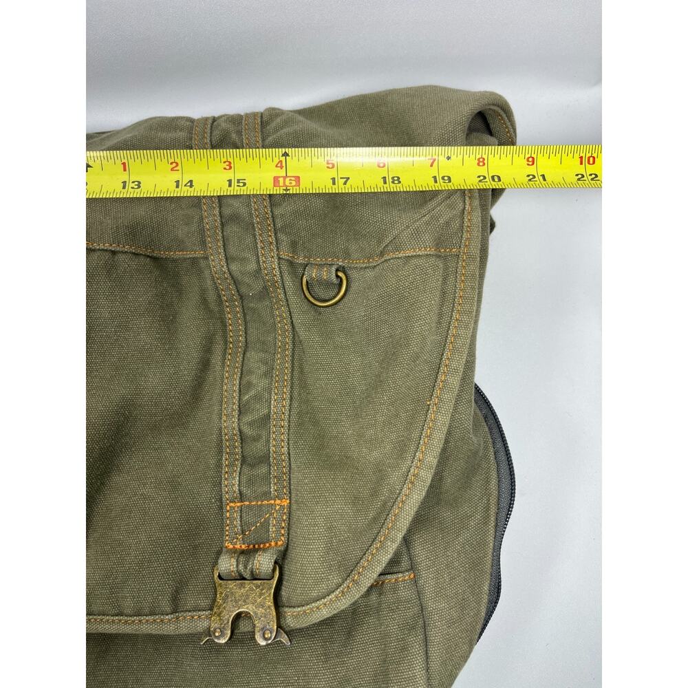 LL BEAN Bag Messenger Laptop Crossbody Paperboy Style Canvas Cotton Green VTG - Picture 13 of 16